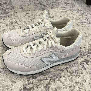 Beige and white New Balances